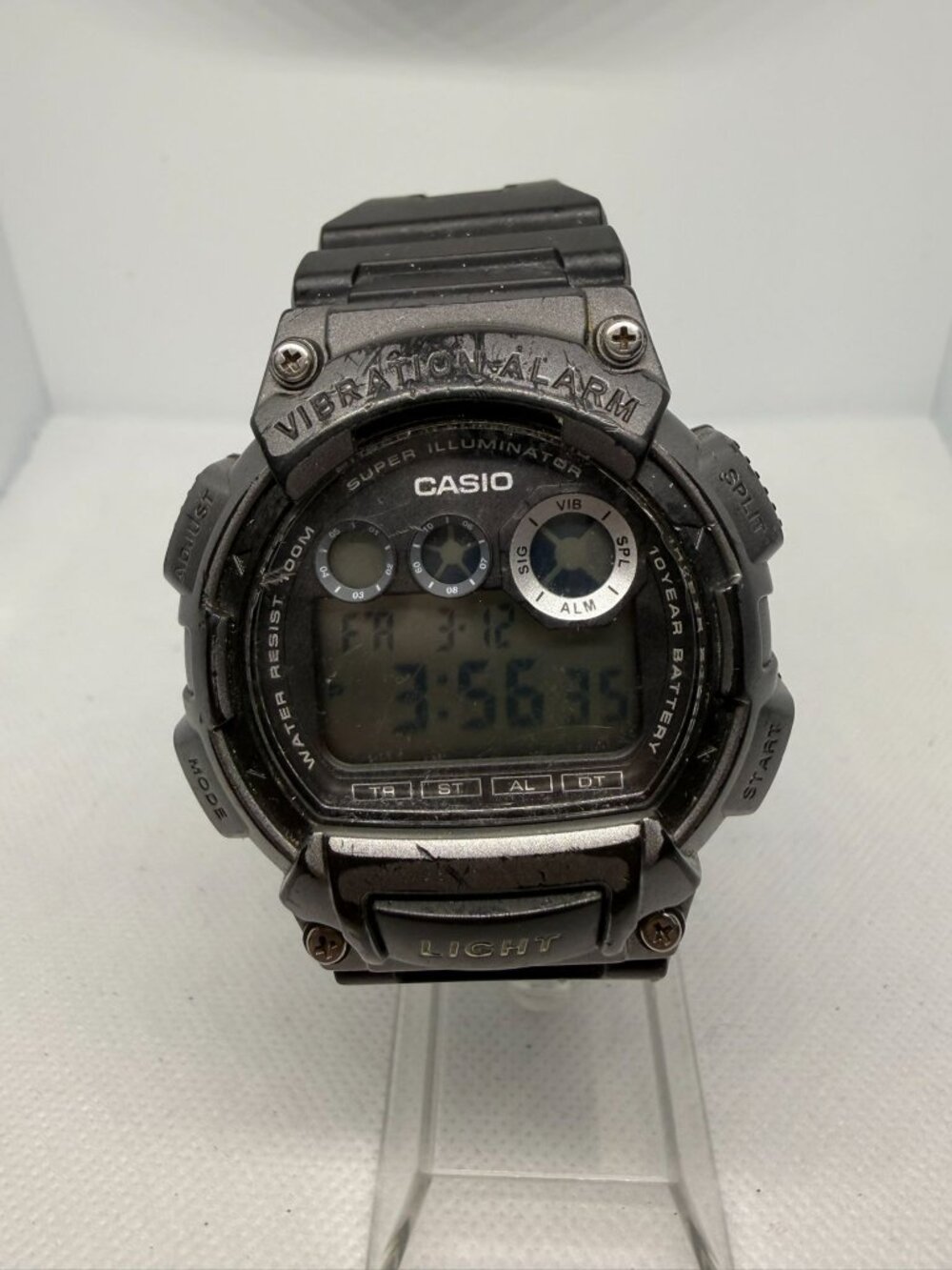 Casio W-735H Men's Black Digital Sport Watch 100M WR Vibe Alarm AS-IS